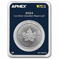 Срібна монета 1oz Кленовий Лист 5 доларів 2024 Канада (MintDirect® Premier + PCGS FS®)