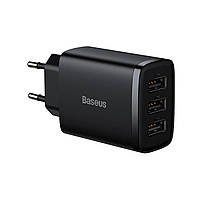 Мережевий зарядний пристрій Baseus Compact Charger 3U 17W EU Black inc max