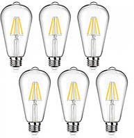 Светодиодная лампа ретро винтажная лампа Эдисона LED Edison ST64 4 W 2300К желтая 6шт