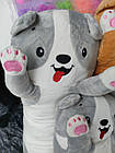 Собака батон 90 см сірого кольору м'яка красива дитяча іграшка-антистрес подушка обіймашка, фото 2