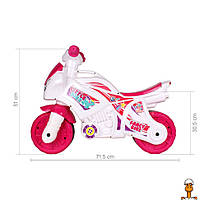 Каталка-беговел "мотоцикл", бело-розовый музыкальный, детская игрушка, от 2 лет, Технок 6368TXK