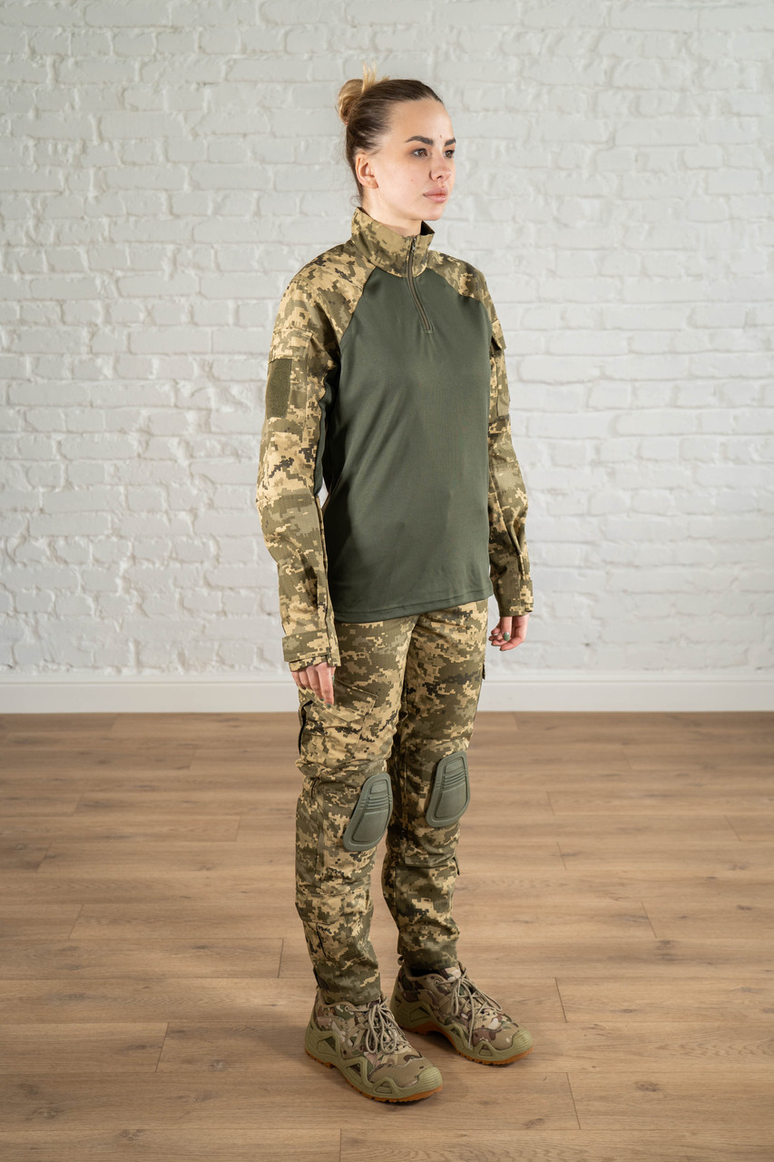 Військовий костюм мм14 з наколінниками піксель ріпстоп літній польовий жіноча тактична форма rip-stop статутна ЗСУ  FST