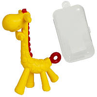 Силиконовый прорезыватель-игрушка 2Life Жирафик 3D Y28 для зубов ребенка и держатель Желтый v-11975