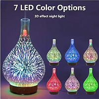 Увлажнитель воздуха в форме стеклянной вазы star light, компактный, LED, ультразвуковой, 7 режимов света