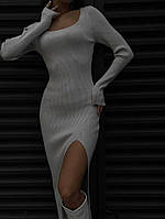 Сукня жіноча весняна у рубчик із розрізом (Норма), фото 8