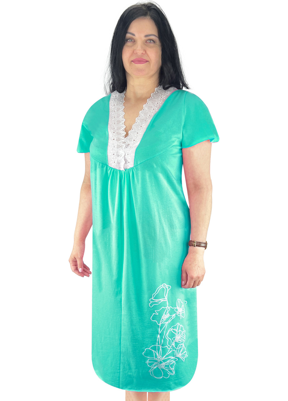 Нічна сорочка жіноча з накатом кулір 54 бірюзовий (4691)