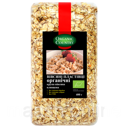 Вівсяні пластівці органічні швидкого приготування Organic Country, 300 г