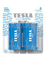 Батарейки Tesla D BLUE+ R20 1,5V BLISTER FOIL 2 шт. ON, код: 8327898