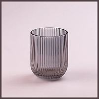Стакан для напитков фигурный прозрачный ребристый из толстого стекла набор 6 шт Серый, 250.0, Стекло