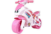 Детская каталка толокар Мотоцикл бело-розовый на выдувных колесах 6450 ТЕХНОК