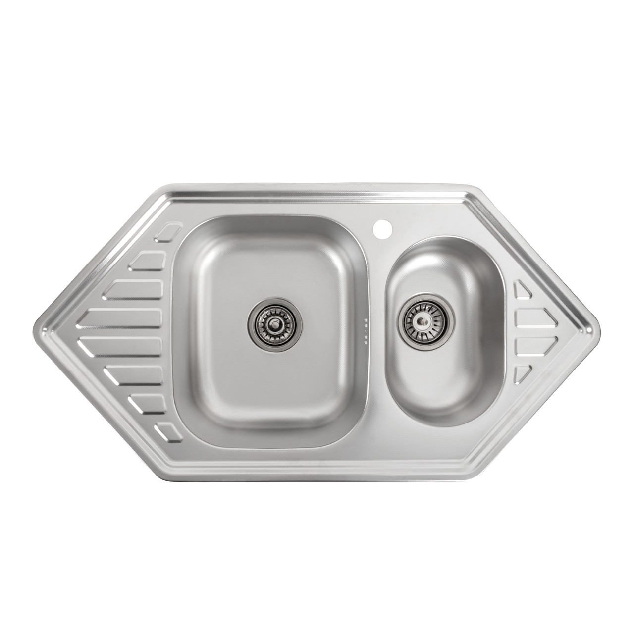 Мийка для кухні PLATINUM з нержавіючої сталі 950x500мм кутова 0.8мм PLS-A639, фото 1