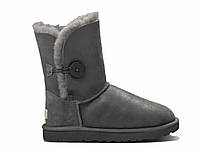 UGG Bailey Button Leather Metalic Grey-17 UGG Серый 36 (5) Женский Замша (пропитка) 22 см ON, код: 2310668