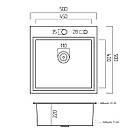 Мийка для кухні PLATINUM з нержавіючої сталі 500x500мм квадратна матова 1.5мм PLS-A32259, фото 6