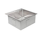 Мийка для кухні PLATINUM з нержавіючої сталі 500x500мм квадратна матова 1.5мм PLS-A32259, фото 7