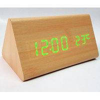 Часы настольные VST-864-4 с ярко-зеленой подсветкой в виде деревянного бруска