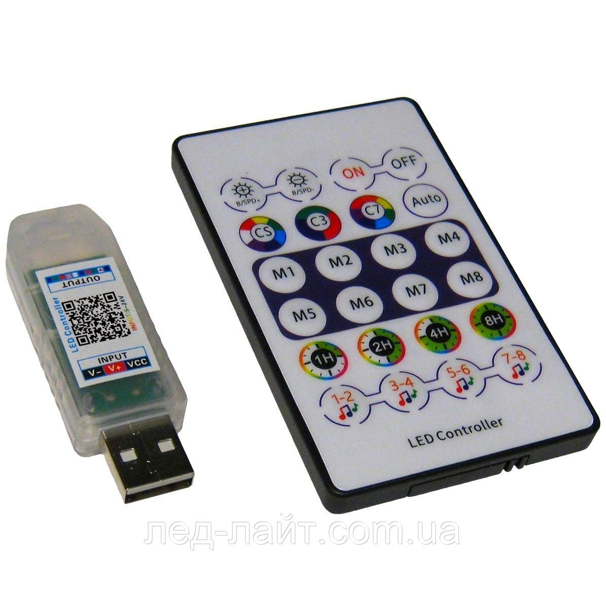 Контролер смарт RGB Bluetooth музичний з пультом IR 24 кнопки USB