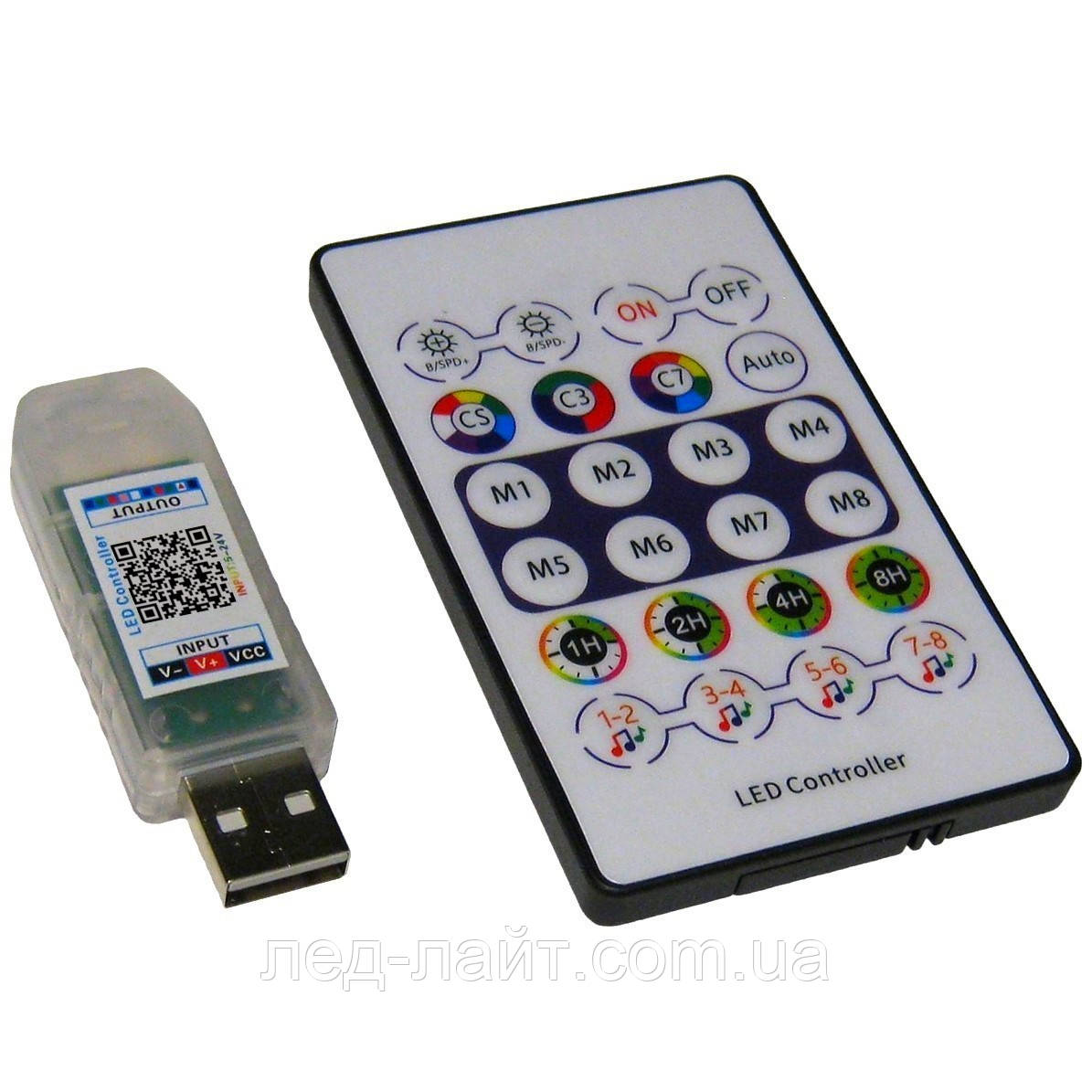 Контролер смарт RGB Bluetooth музичний, пульт IR 24 кнопки USB