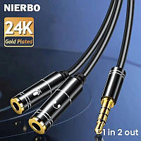 Разветвитель NIERBO удлинительный кабель для наушников стерео Y-разветвитель Hi-Fi звук 3,5 мм штекер