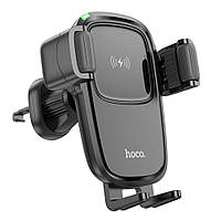 Держатель для смартфона с беспроводной зарядкой Hoco HW1 Pro wireless LED Type-C 15W Black XE, код: 8215917