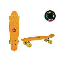 Скейт "Пенні борд" PU колеса зі світлом 56 см Bambi Жовтогарячий (2000002685517)