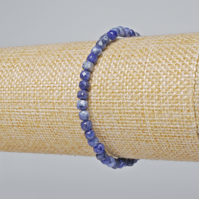 Браслет Содаліт натуральний камінь гранований кубик d-4мм+- L-18см+- (стрейч), фото 1