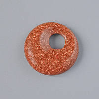 Підвіска пончик (бублик) Авантюрин Золотий Пісок (синтетичний) камінь d-18х5мм+- d-отвору 5мм+-