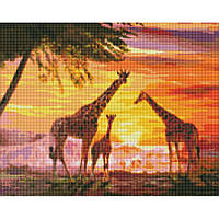 Алмазная мозаика Семья жирафов ©ArtAlekhina Идейка AMO7327 40х50 см XE, код: 7677069