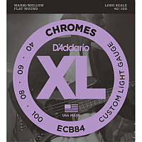 Струны для бас-гитары D'Addario ECB84 Chromes Flatwound Custom Light Bass Strings 40 100 ON, код: 7291162