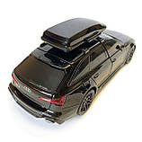 Машинка металева Audi RS6 ауді чорна 1:24 світло інерція відкриваються двері багажник капот багажник резина колеса 21*8*8см, фото 4