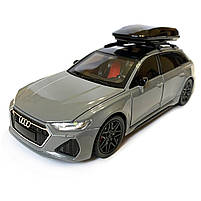 Машинка металева Audi RS6 ауді сіра 1:24 світло інерція відкриваються двері багажник капот багажник резина колеса 21*8*8см, фото 2