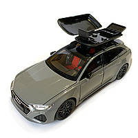Машинка металева Audi RS6 ауді сіра 1:24 світло інерція відкриваються двері багажник капот багажник резина колеса 21*8*8см, фото 5