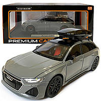 Машинка металлическая Audi RS6 ауди серая 1:24 свет инерция открываются двери багажник капот багажник резина