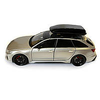Машинка металева Audi RS6 ауді срібна 1:24 світло інерція відкриваються двері багажник капот багажник резина колеса 21*8*8см, фото 2