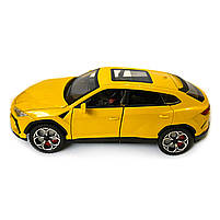 Машинка металева Lamborghini Urus Ламборгіні Урус жовта 1:24 звук світло інерція відкриваються двері багажник капот багажник, фото 2