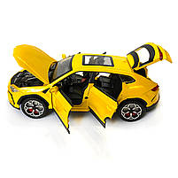 Машинка металева Lamborghini Urus Ламборгіні Урус жовта 1:24 звук світло інерція відкриваються двері багажник капот багажник, фото 6
