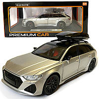 Машинка металлическая Audi RS6 ауди серебро 1:24 свет инерция открываются двери багажник капот багажник резина