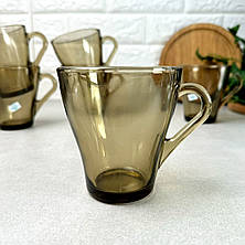 Набір скляних коричневих чашок 6 шт 280 мл Грація, фото 2