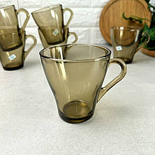 Набір скляних коричневих чашок 6 шт 280 мл Грація, фото 3