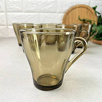 Набір скляних коричневих чашок 6 шт 280 мл Грація, фото 4