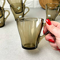 Набір скляних коричневих чашок 6 шт 280 мл Грація, фото 5