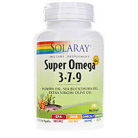 Омега 3-7-9 с витамином D-3 Super Omega 3-7-9 Solaray 120 гелевых капсул XE, код: 7289481