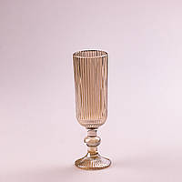 Бокал для шампанского фигурный прозрачный ребристый из толстого стекла набор 6 шт Tea Color VT_33