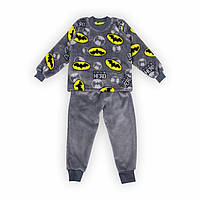 Пижама детская теплая хлопковая для мальчика GABBI Серый на рост 104 (70024) ON, код: 8454508