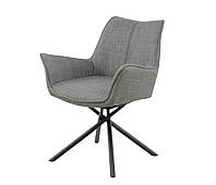 Кресло мягкое поворотное Herman серый текстиль на черных металлических ножках