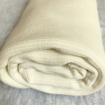 Довяз кашкорсе 2х2 рубчик стрейч однотон трикотажний молочний