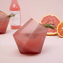 Склянка для напоїв "Пінк Грань", 375мл (Низький стакан з гранями та золотою облямівкою) Рожевий, фото 3