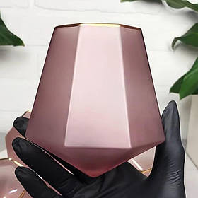 Склянка для напоїв "Пінк Грань", 375мл (Низький стакан з гранями та золотою облямівкою) Рожевий