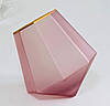 Склянка для напоїв "Пінк Грань", 375мл (Низький стакан з гранями та золотою облямівкою) Рожевий, фото 5