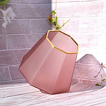 Склянка для напоїв "Пінк Грань", 375мл (Низький стакан з гранями та золотою облямівкою) Рожевий, фото 2