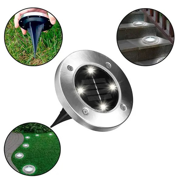 Solar Ligth at garden Вуличний світильник на сонячній батареї 4 Led 5 W Disk Lights, фото 1